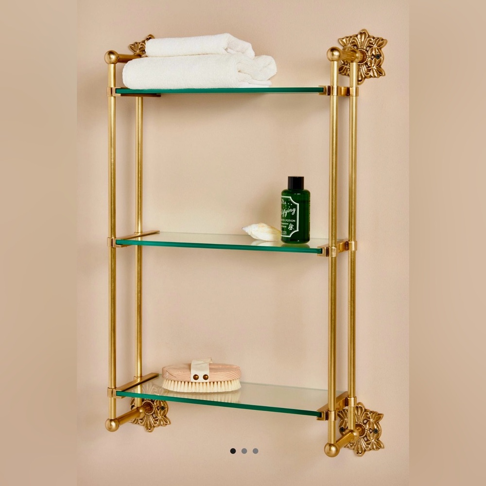 Anthropologie Primrose brass & glass Bath Shelf NWT